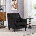 Black Corduroy Accent Armchair, Single Seat, Rubber Wood Legs