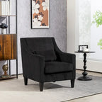 Black Corduroy Accent Armchair, Single Seat, Rubber Wood Legs