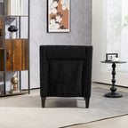 Black Corduroy Accent Armchair, Single Seat, Rubber Wood Legs