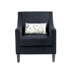 Black Corduroy Accent Armchair, Single Seat, Rubber Wood Legs