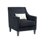 Black Corduroy Accent Armchair, Single Seat, Rubber Wood Legs