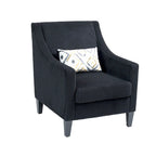 Black Corduroy Accent Armchair, Single Seat, Rubber Wood Legs