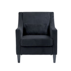 Black Corduroy Accent Armchair, Single Seat, Rubber Wood Legs