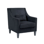 Black Corduroy Accent Armchair, Single Seat, Rubber Wood Legs