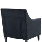 Black Corduroy Accent Armchair, Single Seat, Rubber Wood Legs