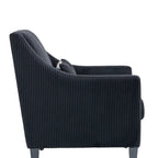 Black Corduroy Accent Armchair, Single Seat, Rubber Wood Legs