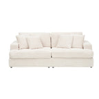 White Corduroy 3-Seater Sofa with 4 Toss Pillows