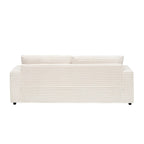White Corduroy 3-Seater Sofa with 4 Toss Pillows