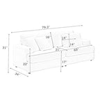 White Corduroy 3-Seater Sofa with 4 Toss Pillows