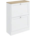 Slim Shoe Cabinet for Entryway, Hidden Shoe Storage Cabinet with 2 Flip Drawers and Adjustable Shelves for 12 Pairs of Shoes
