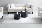 White / Black Nesting Side Table Set of 2, MDF Veneer, No Assembly