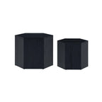 White / Black Nesting Side Table Set of 2, MDF Veneer, No Assembly