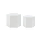 White / Black Nesting Side Table Set of 2, MDF Veneer, No Assembly