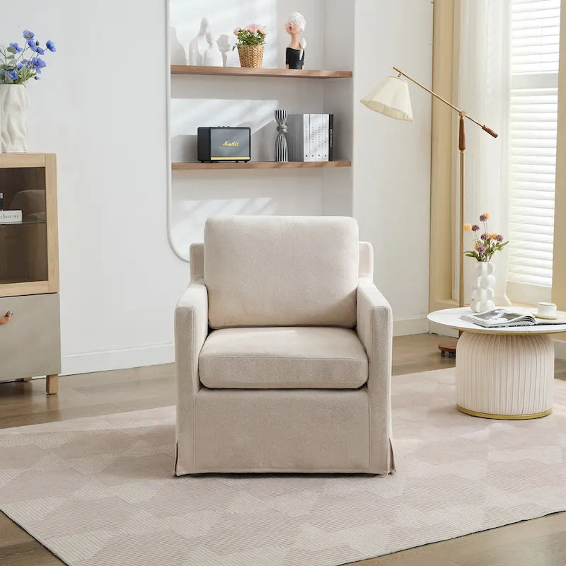 Gray Chenille Swivel Accent Chair, Single Seat, 360° Rotating