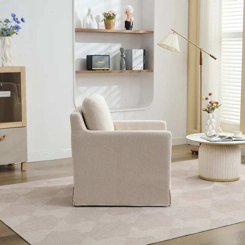 Gray Chenille Swivel Accent Chair, Single Seat, 360° Rotating