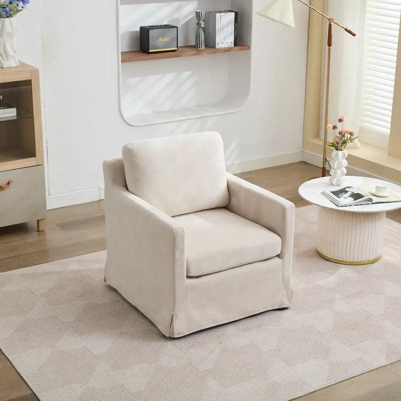 Gray Chenille Swivel Accent Chair, Single Seat, 360° Rotating