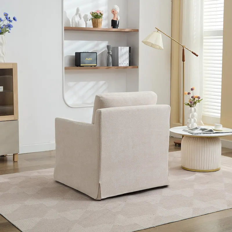 Gray Chenille Swivel Accent Chair, Single Seat, 360° Rotating