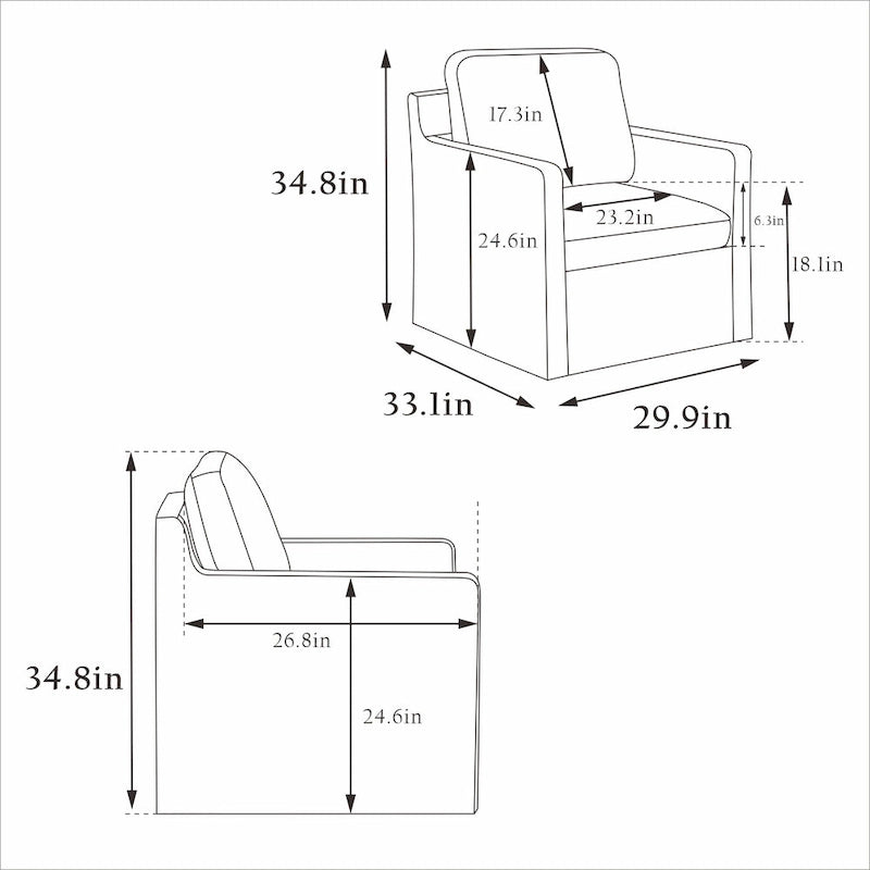 Gray Chenille Swivel Accent Chair, Single Seat, 360° Rotating