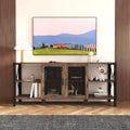 Espresso TV Stand with Open Shelves and Mesh Cabinet, Fits up to 85" TVs
