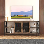 Espresso TV Stand with Open Shelves and Mesh Cabinet, Fits up to 85" TVs