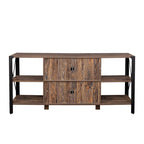 Espresso TV Stand with Open Shelves and Mesh Cabinet, Fits up to 85" TVs