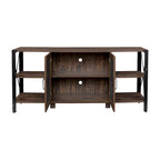 Espresso TV Stand with Open Shelves and Mesh Cabinet, Fits up to 85" TVs