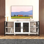 Espresso TV Stand with Open Shelves and Mesh Cabinet, Fits up to 85" TVs