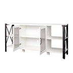 Espresso TV Stand with Open Shelves and Mesh Cabinet, Fits up to 85" TVs