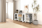 Espresso TV Stand with Open Shelves and Mesh Cabinet, Fits up to 85" TVs
