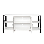 Espresso TV Stand with Open Shelves and Mesh Cabinet, Fits up to 85" TVs