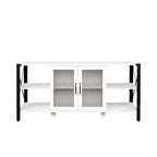 Espresso TV Stand with Open Shelves and Mesh Cabinet, Fits up to 85" TVs