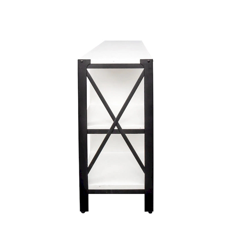 Espresso TV Stand with Open Shelves and Mesh Cabinet, Fits up to 85" TVs