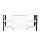 Espresso TV Stand with Open Shelves and Mesh Cabinet, Fits up to 85" TVs