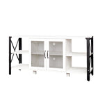 Espresso TV Stand with Open Shelves and Mesh Cabinet, Fits up to 85" TVs