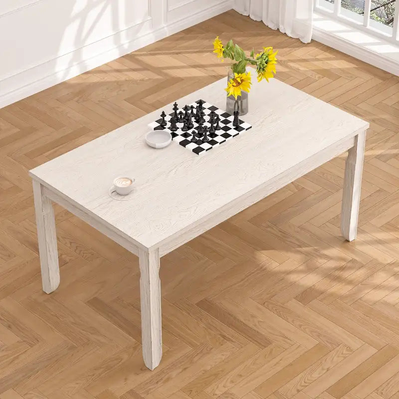 Grey Solid Wood Dining Table with Square Legs, Seats 4–6