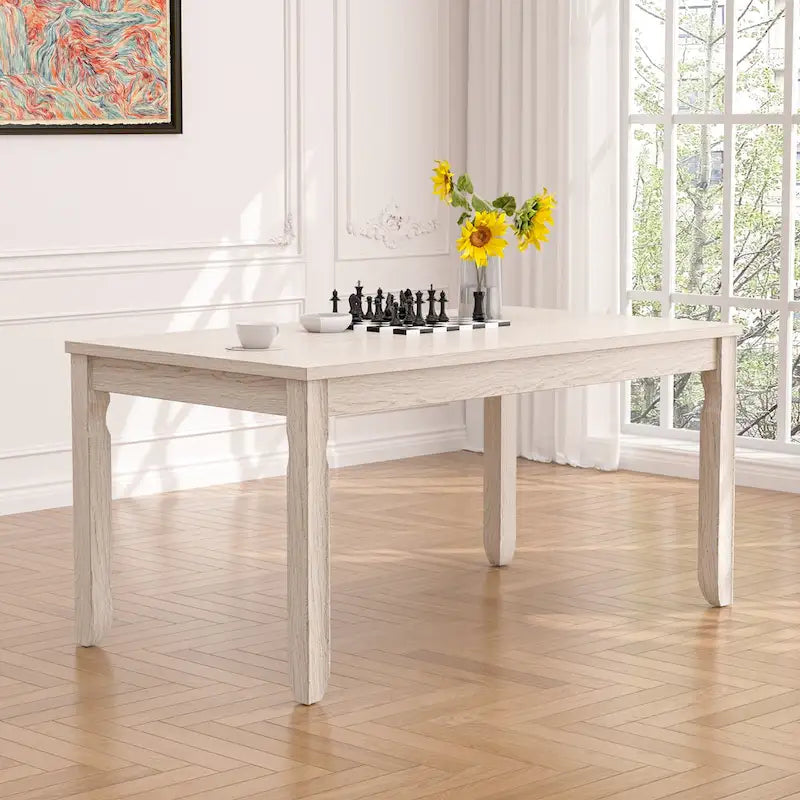 Grey Solid Wood Dining Table with Square Legs, Seats 4–6