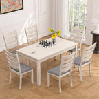 Grey Solid Wood Dining Table with Square Legs, Seats 4–6
