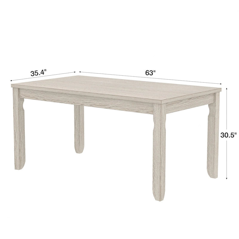 Grey Solid Wood Dining Table with Square Legs, Seats 4–6