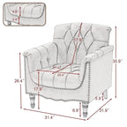 Modern Tufted Accent Armchair with Nailhead Trim Set of 2