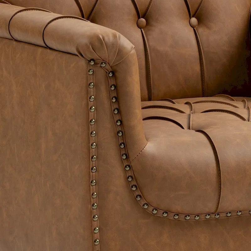 Modern Tufted Accent Armchair with Nailhead Trim Set of 2