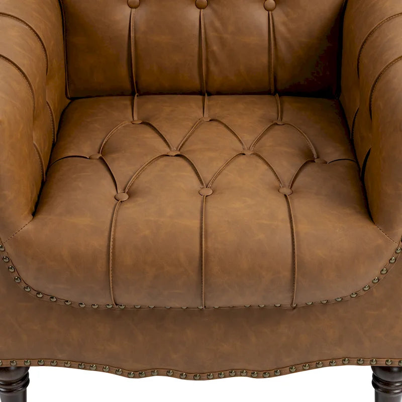 Modern Tufted Accent Armchair with Nailhead Trim Set of 2