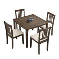 5-Piece Square Dining Set, Slat Back Chairs, Seats 4