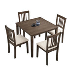 5-Piece Square Dining Set, Slat Back Chairs, Seats 4