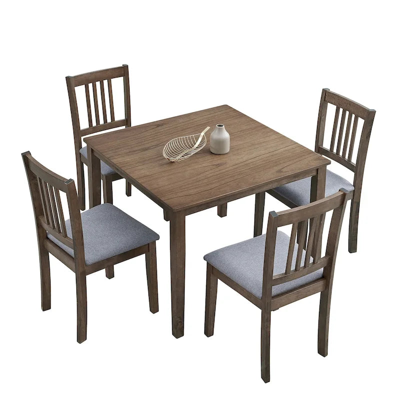 5-Piece Square Dining Set, Slat Back Chairs, Seats 4