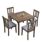 5-Piece Square Dining Set, Slat Back Chairs, Seats 4