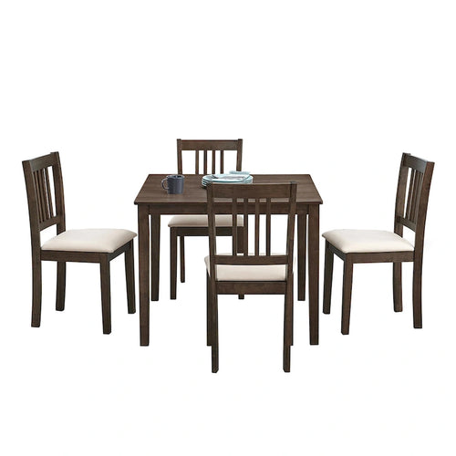 5-Piece Square Dining Set, Slat Back Chairs, Seats 4