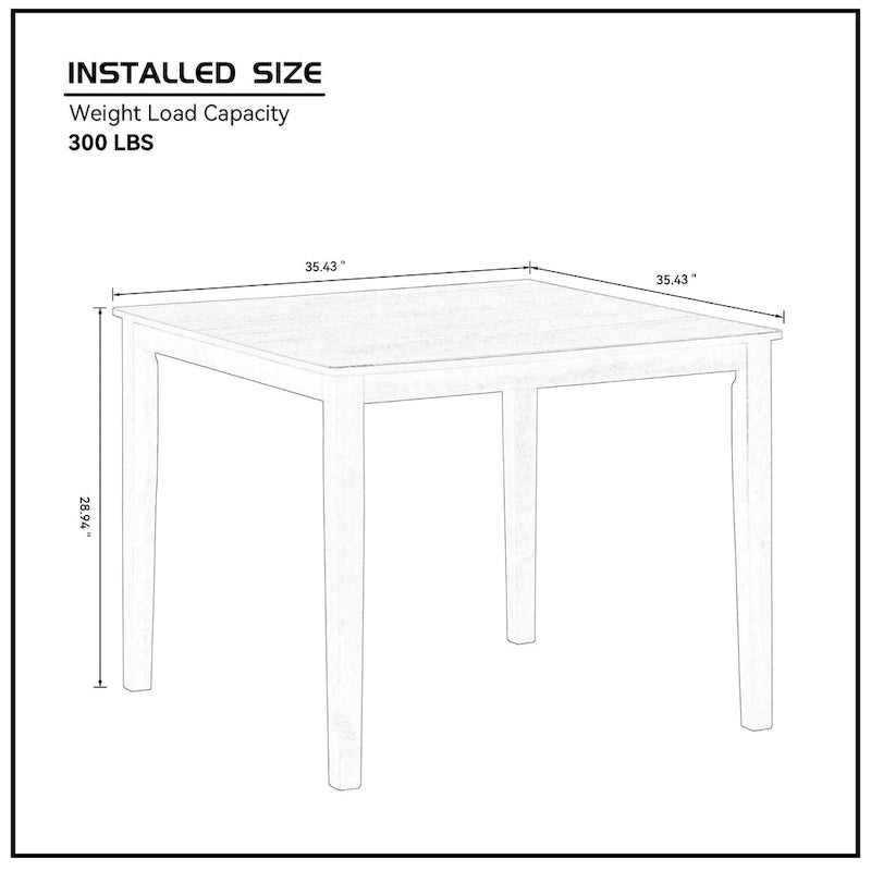 5-Piece Square Dining Set, Slat Back Chairs, Seats 4