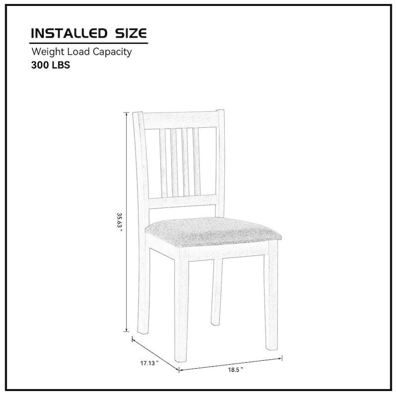 5-Piece Square Dining Set, Slat Back Chairs, Seats 4