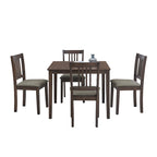 5-Piece Square Dining Set, Slat Back Chairs, Seats 4