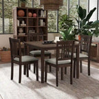 5-Piece Square Dining Set, Slat Back Chairs, Seats 4